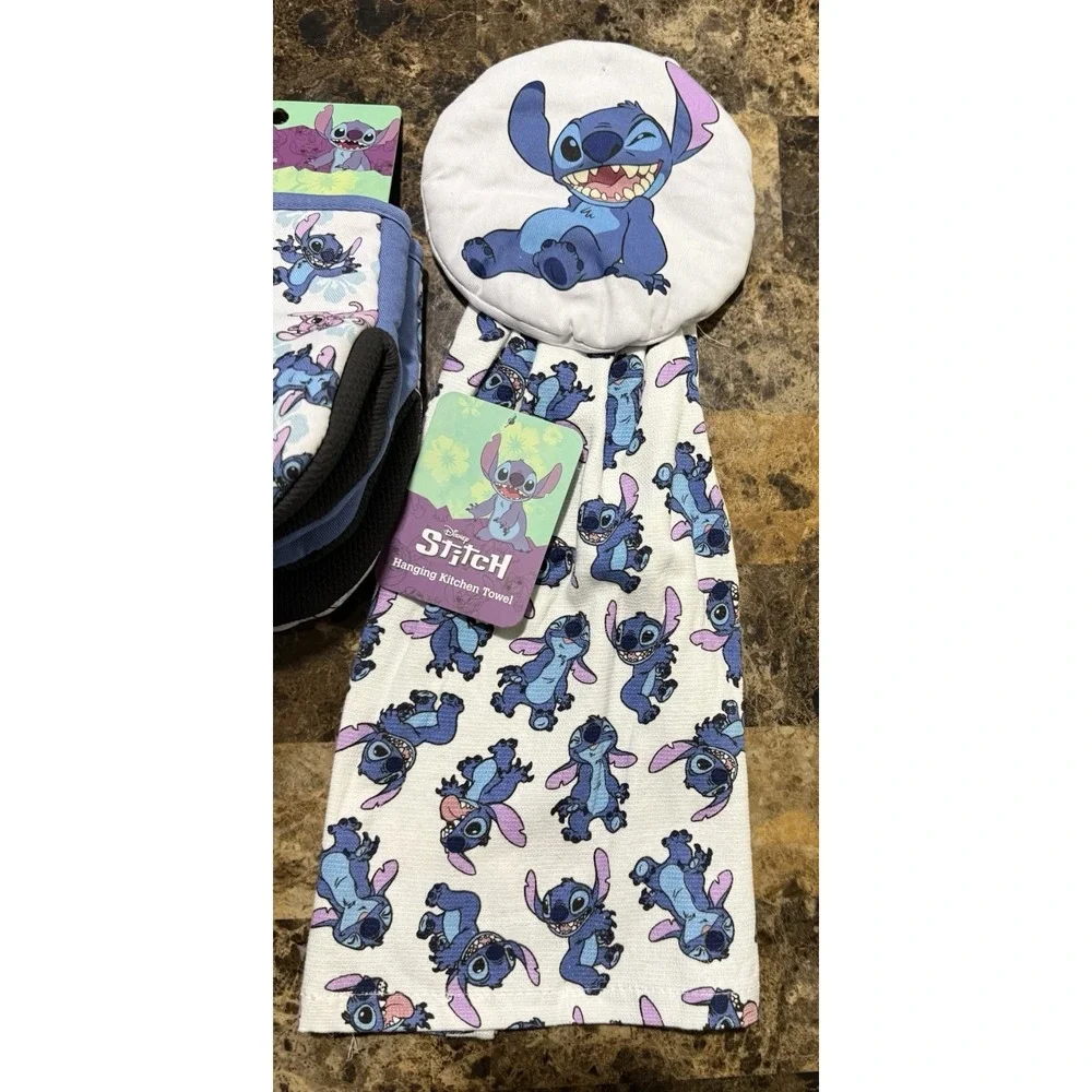 NEW Disney Lilo Stitch Kitchen Set Dish Drying Mat Oven Mitts Hanging Hand Towel